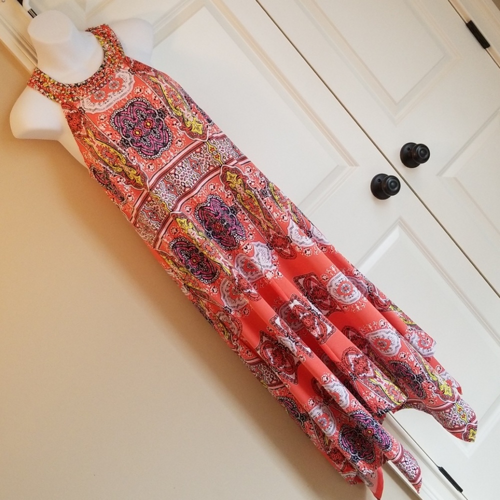 INC dress, almost maxi with asymmetrical hem